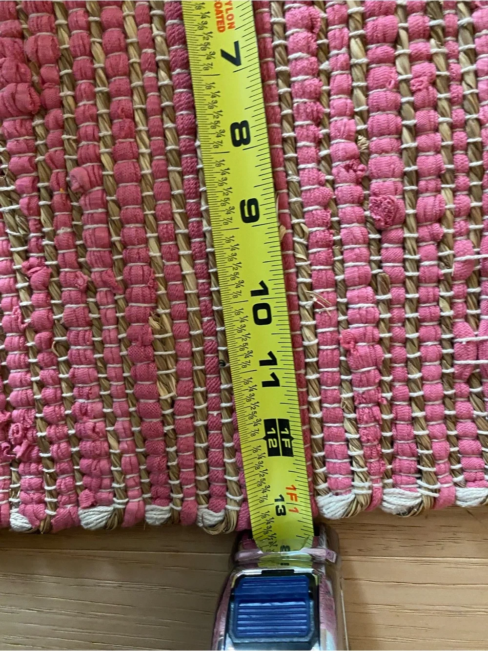 Rustic Pink & Jute Cord Rug Placemats Set of 6